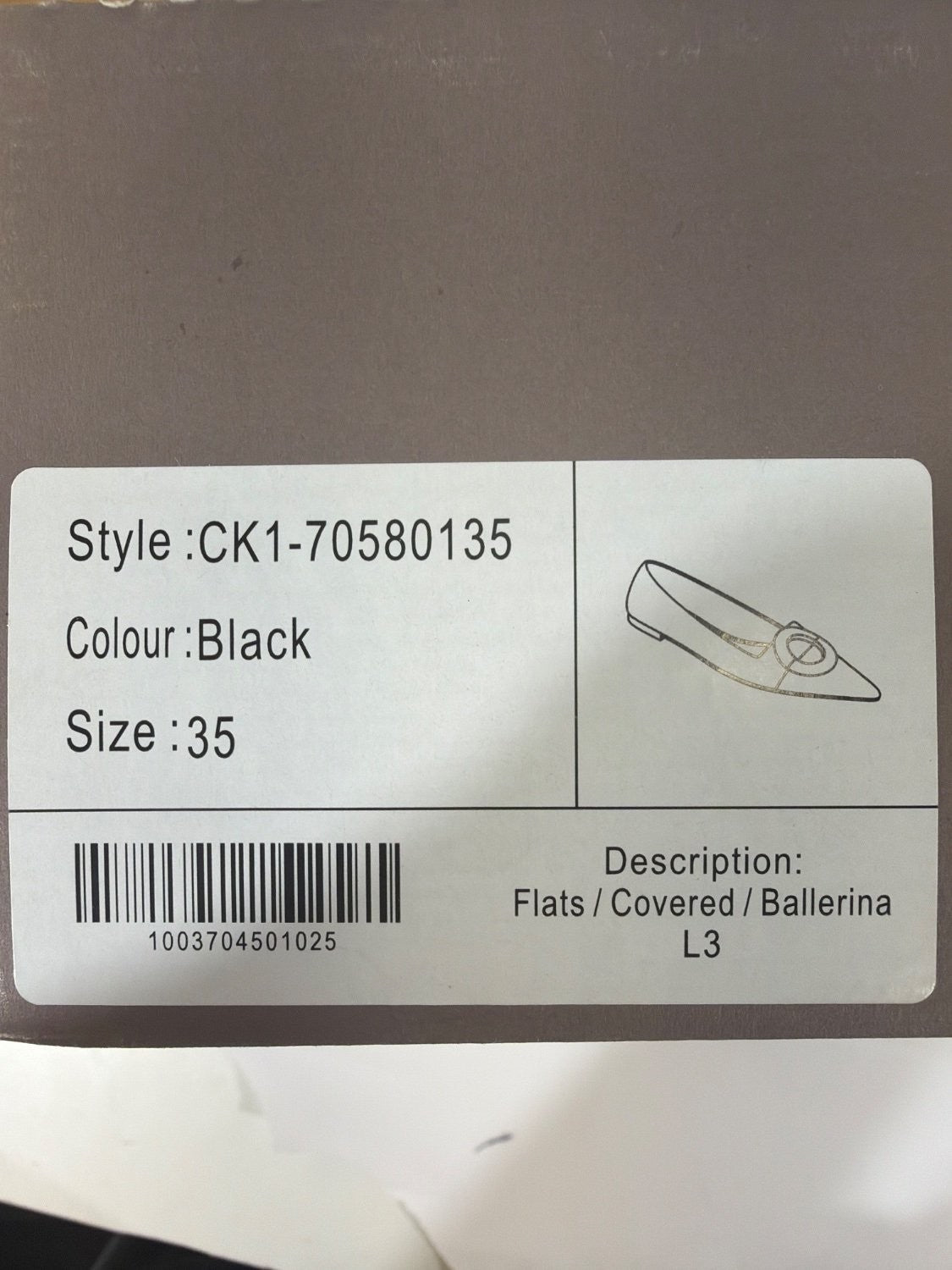 Charles & Keith CK1-70580135 Black Suede Pointed Toe Buckle Flats EU 35 US 5
