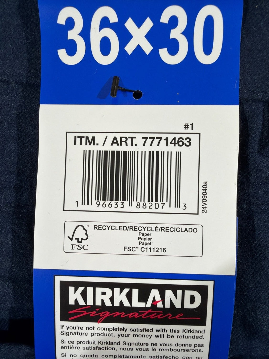 Kirkland Signature Men's Brushed 5-Pocket Pant 36x30 Navy Blue Stretch Chino NWT