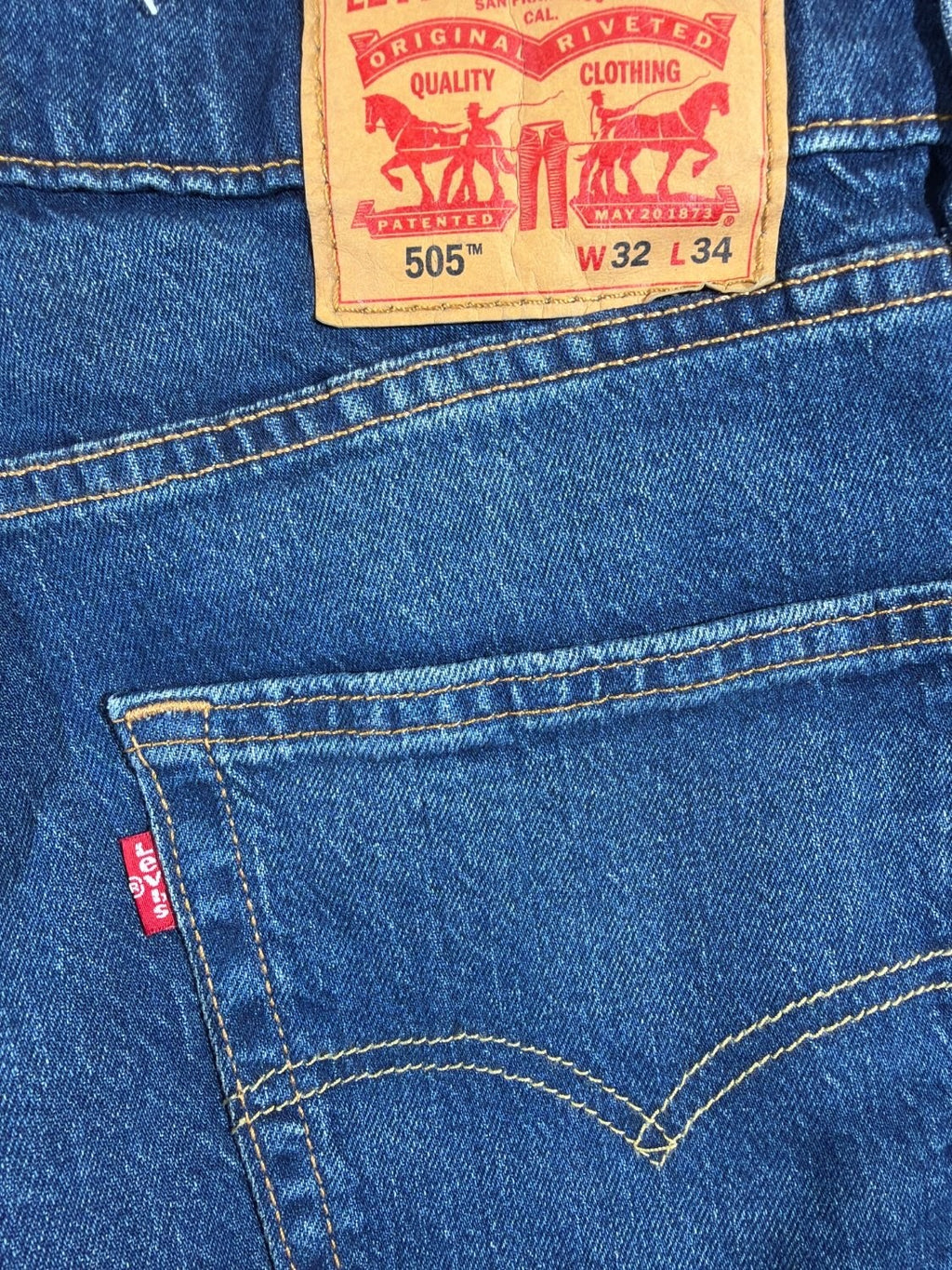 EU 32 Levi's 505 Regular Fit Men's Stretch Denim Jeans Blue Straight Leg W32
