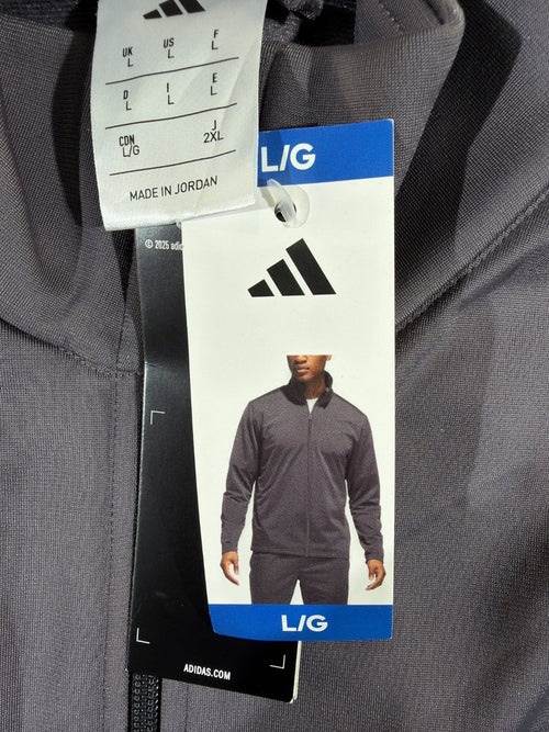 adidas Performance Track Jacket Men's Large Gray Full Zip Athletic NWT