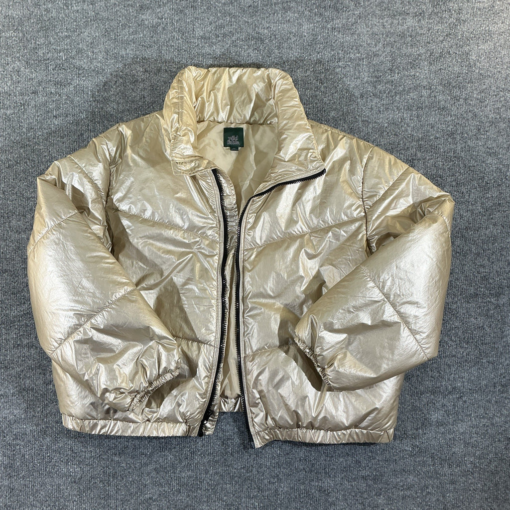 Wild Fable Gold Metallic Shimmer Puffy Jacket Full Zip & Pockets Worn 1 time XXL