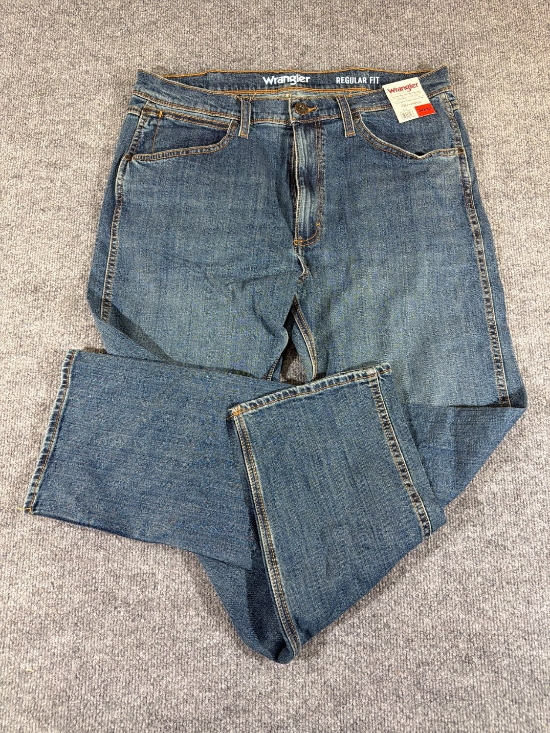 Wrangler Regular Fit Men's Jeans 34x32 Blue Stretch Denim NWT 1796601 Cotton