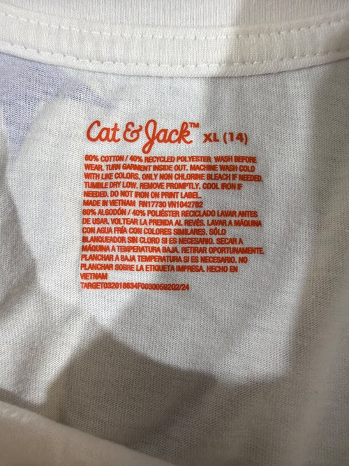 Cat & Jack Girls XL 14/16 T-Shirt White Multicolor Star Print Short Sleeve Tee