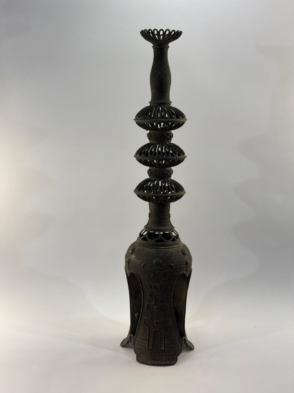 Vintage Japanese Cast Iron Pagoda Garden Lantern Finial Spire Ornament Large