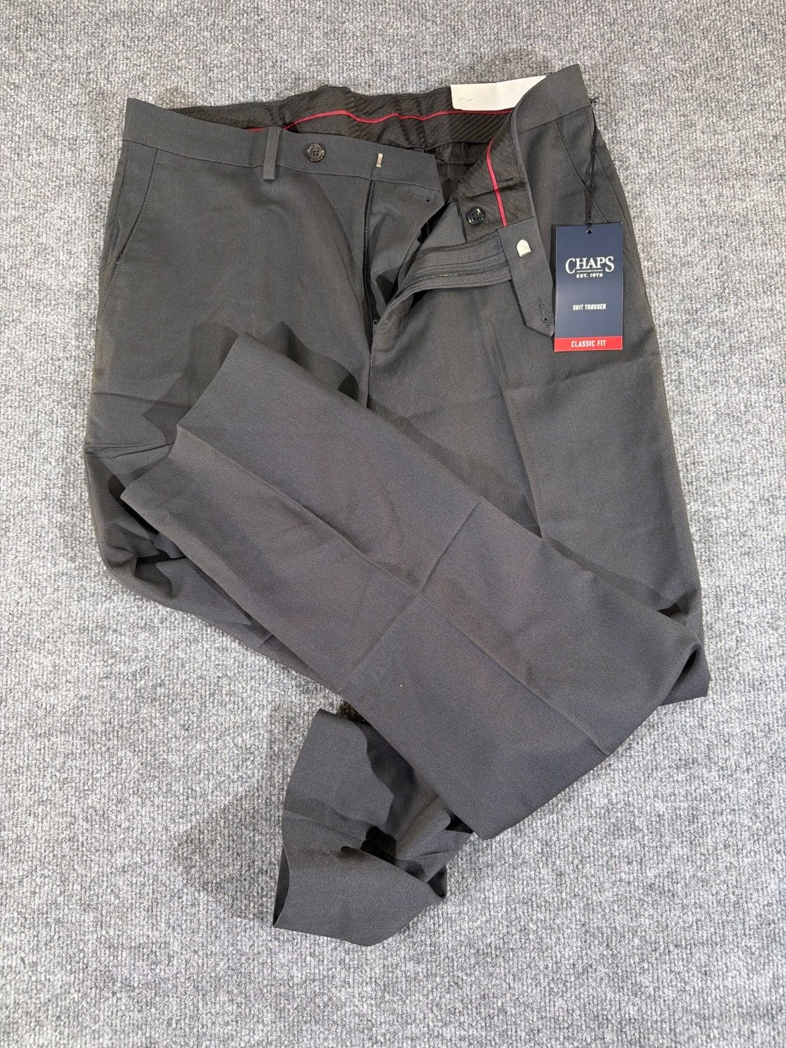 Chaps Classic Fit Men's Suit Trouser Dress Pants Dark Gray Stretch 34x32 New NWT