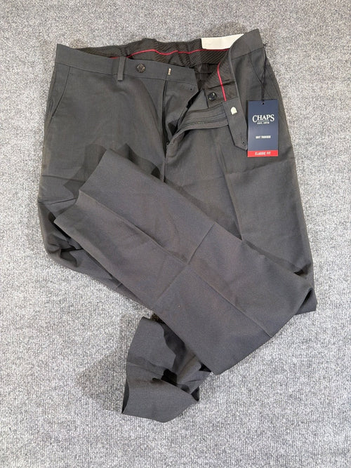 Chaps Classic Fit Men's Suit Trouser Dress Pants Dark Gray Stretch 34x32 New NWT