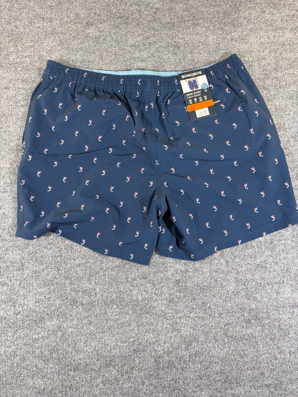 Bonobos Men's Swim Trunks XXL Blue Marlin Fish Print 7 Inch Inseam Mesh Liner