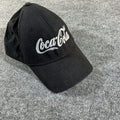 Black Coca Cola Hat With Off Set Silver Sparkle Embroidery