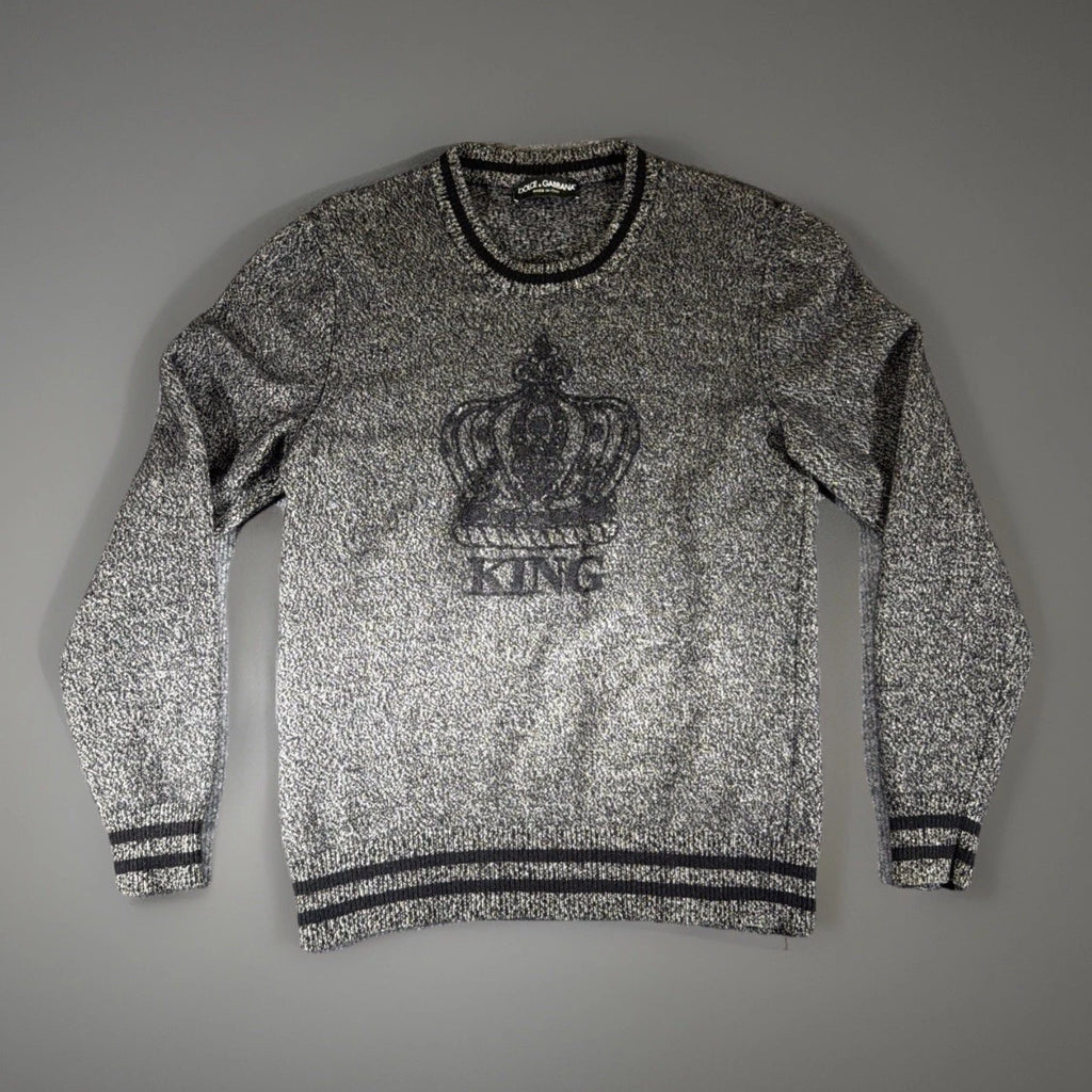Dolce & Gabbana Boy's Crown King Cashmere Sweater Gray | Sz 50