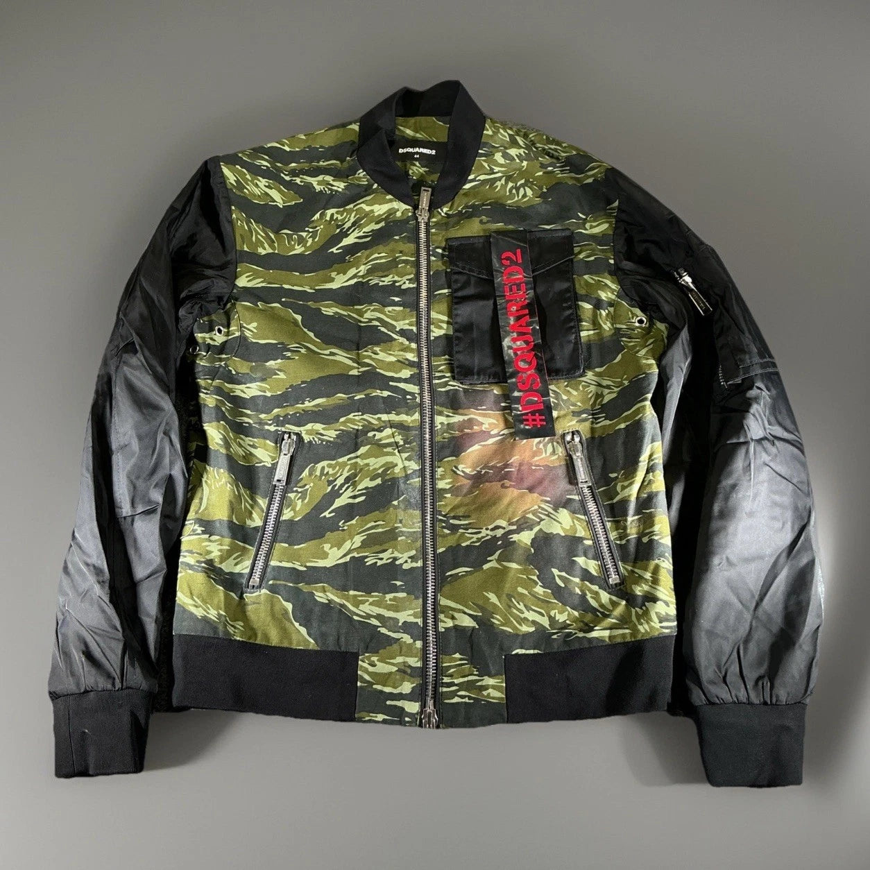Dsquared2 BlackGreen Camouflage Print Cotton Nylon Bomber Jacket S Size Fashion