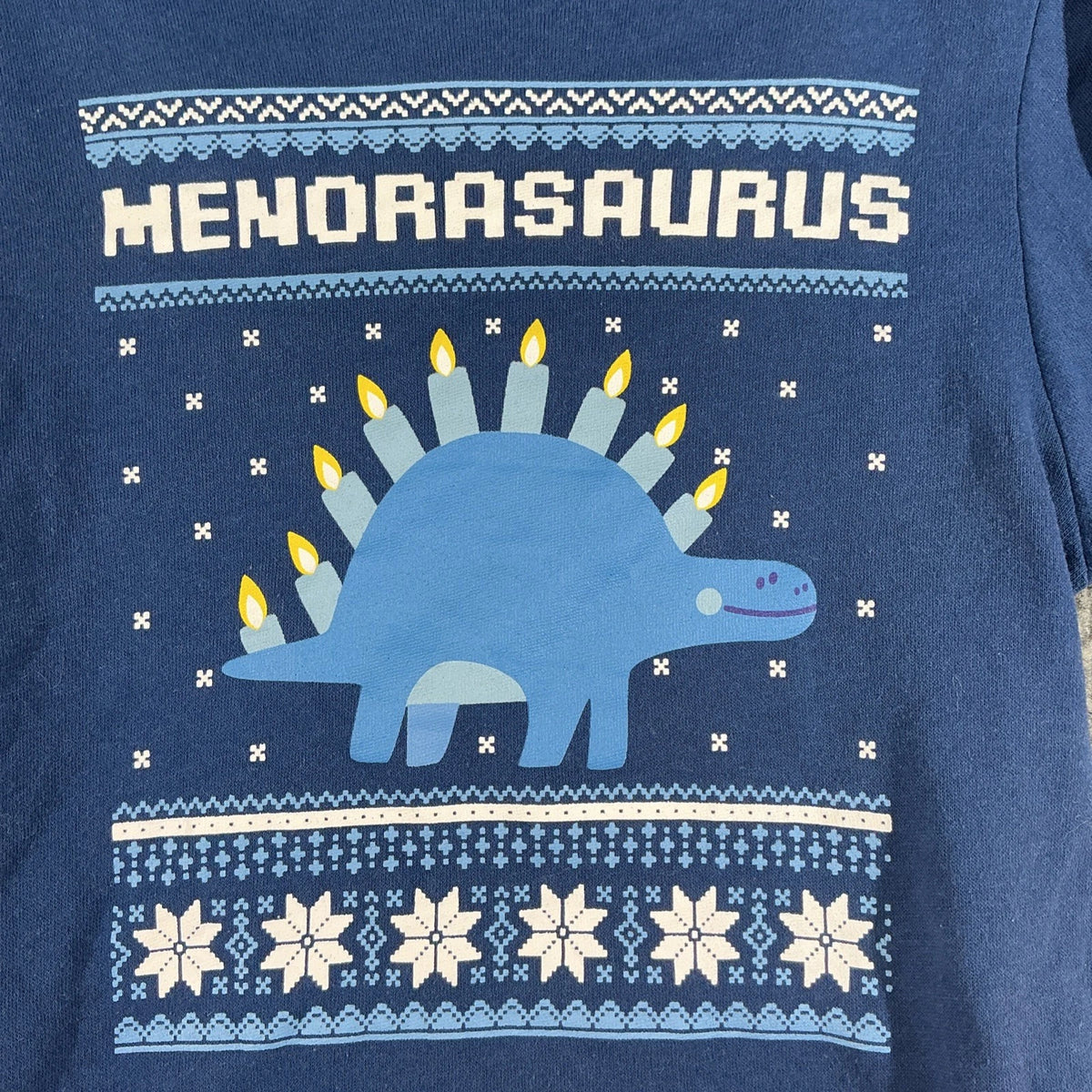 Funny Ugly Hanukkah Sweater Dinosaur Menorah Dino Sweatshirt Size M