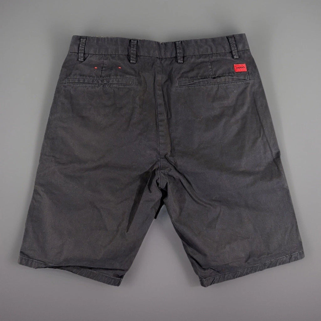 HUGO BOSS Slice Shorts Mens 28 Black Slim Fit Stretch Chino Preppy Flat Front