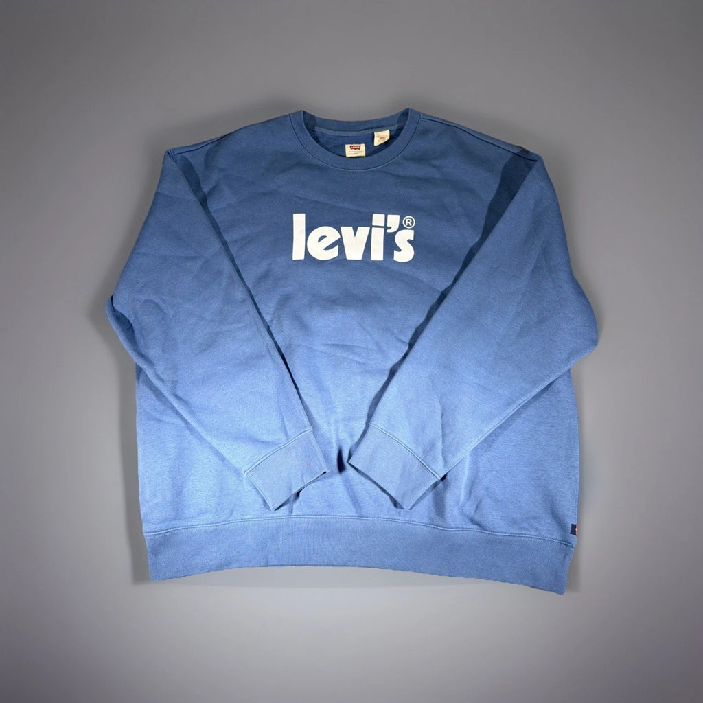 Levi's Sweatshirt Men's XL Long Sleeve Spell Out Logo Crew Neck Blue