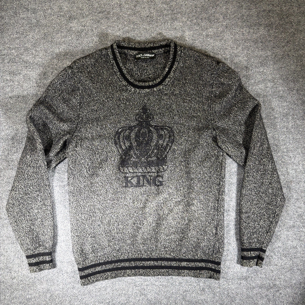 Dolce & Gabbana Boy's Crown King Cashmere Sweater Gray | Sz 50