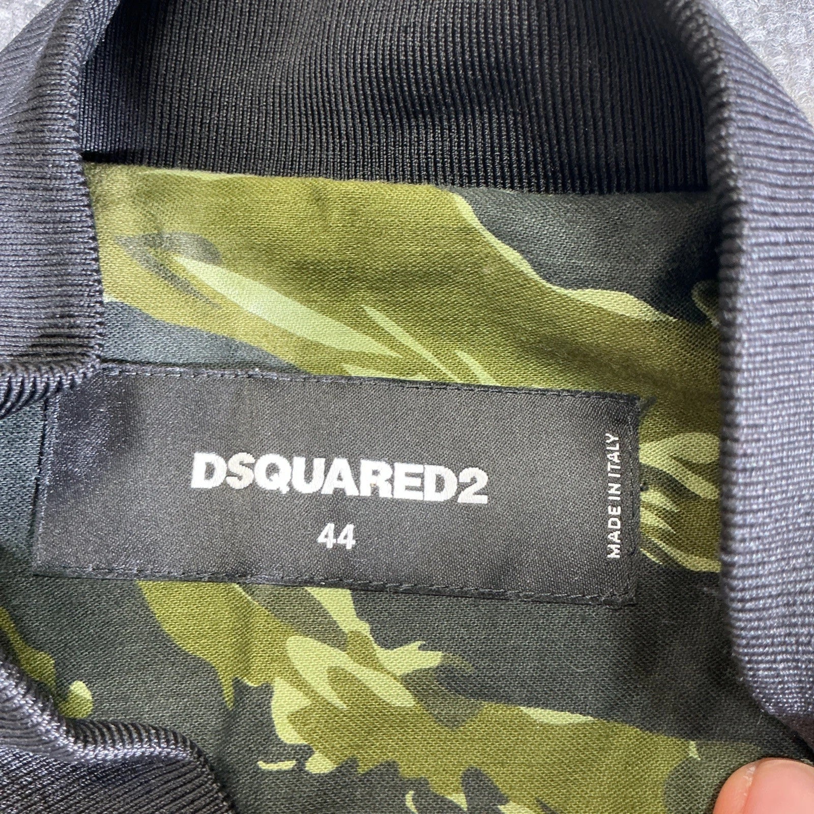 Dsquared2 BlackGreen Camouflage Print Cotton Nylon Bomber Jacket S Size Fashion
