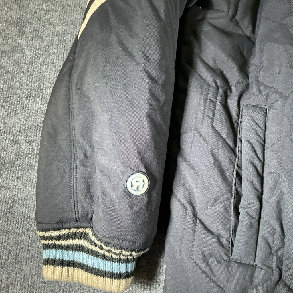 Vintage Y2K RocaWear Bomber Jacket Embroidered Logo Streetwear Zip Up Blue XXL