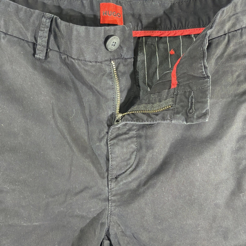 HUGO BOSS Slice Shorts Mens 28 Black Slim Fit Stretch Chino Preppy Flat Front