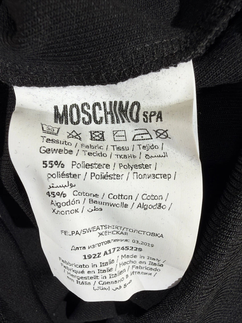 Moschino  hooded sweatshirt BLACK REAR FASHION SIZE 34 USA