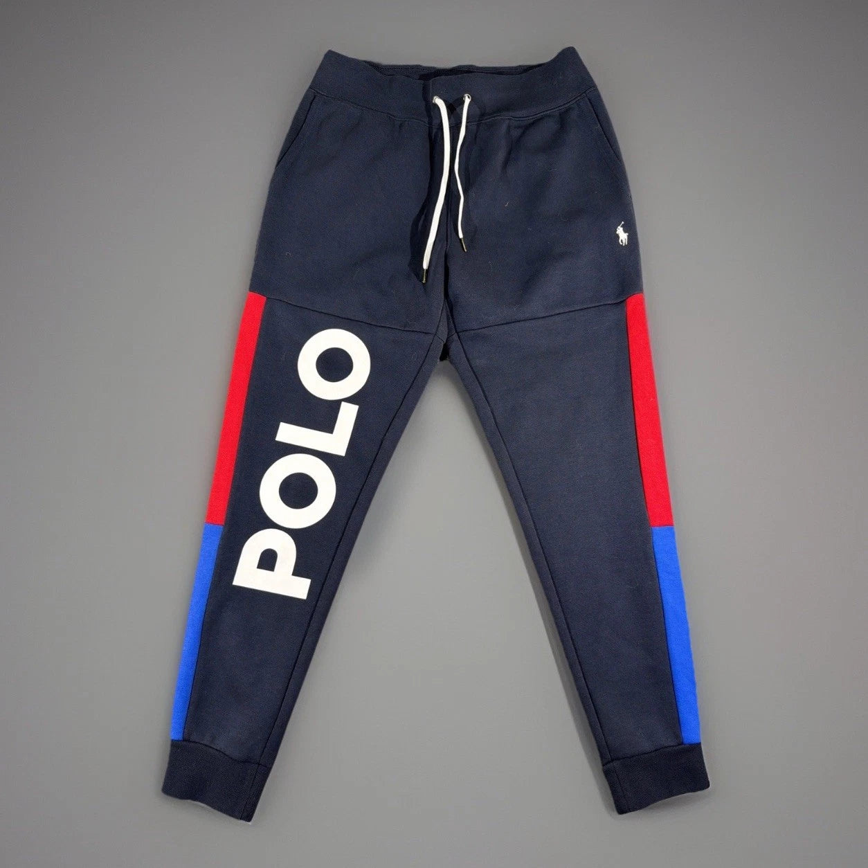 Polo Ralph Lauren Men's Navy Colorblock Side Logo Double Knit Logo Jogger Pants