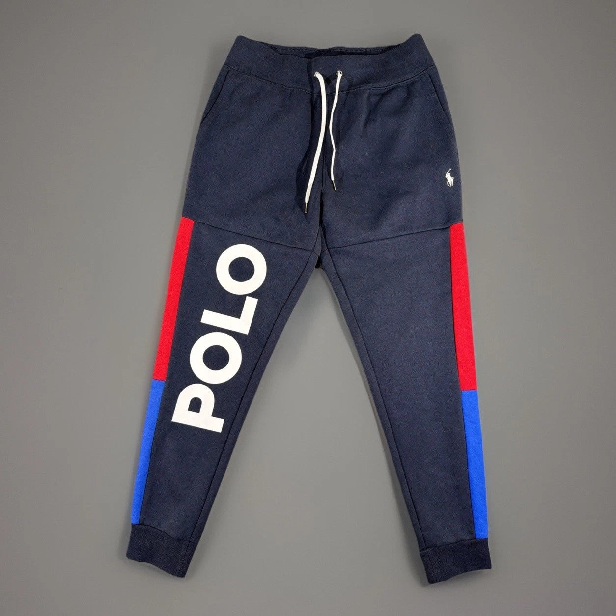 Polo Ralph Lauren Men's Navy Colorblock Side Logo Double Knit Logo Jogger Pants