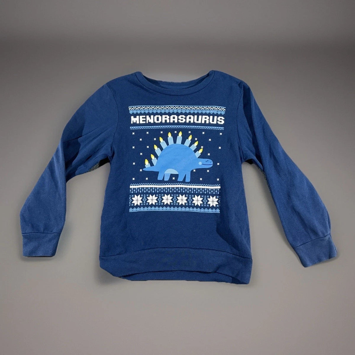 Funny Ugly Hanukkah Sweater Dinosaur Menorah Dino Sweatshirt Size M