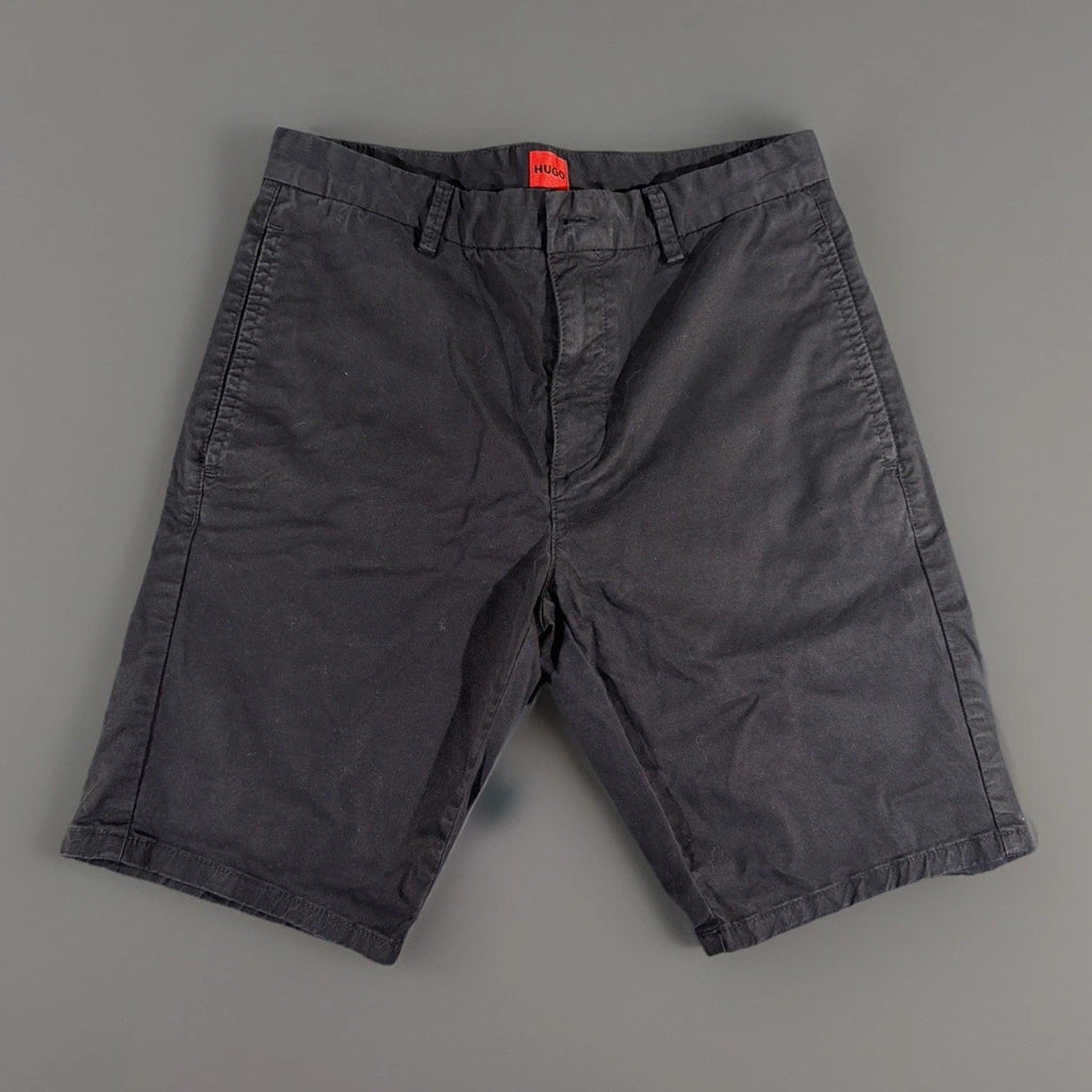 HUGO BOSS Slice Shorts Mens 28 Black Slim Fit Stretch Chino Preppy Flat Front