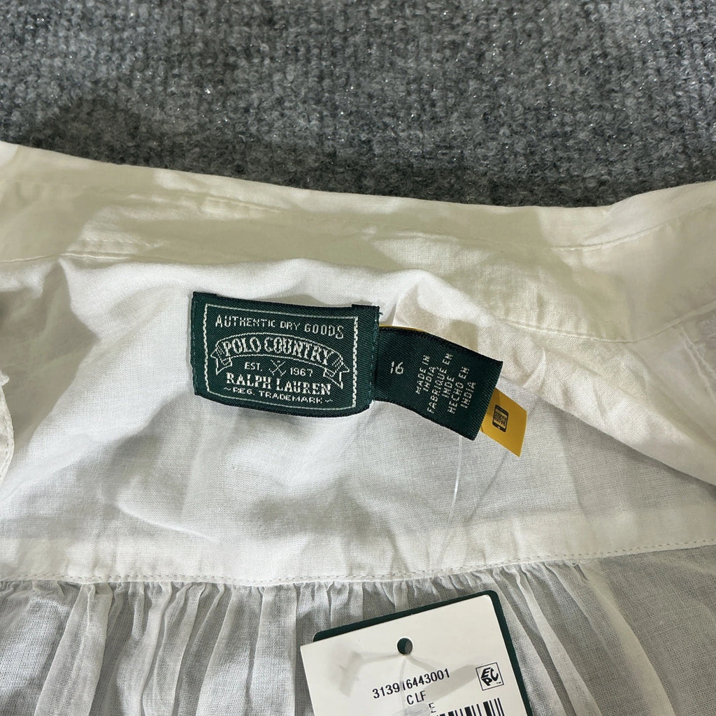 polo country ralph lauren shirt Girls 16 White Ruffled Cotton Voile Top Set Spec