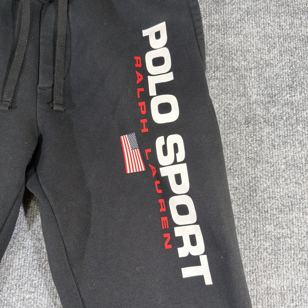 Polo Sport Ralph Lauren Sweatpants Mens S Black Logo Flag Graphic Joggers Fleece