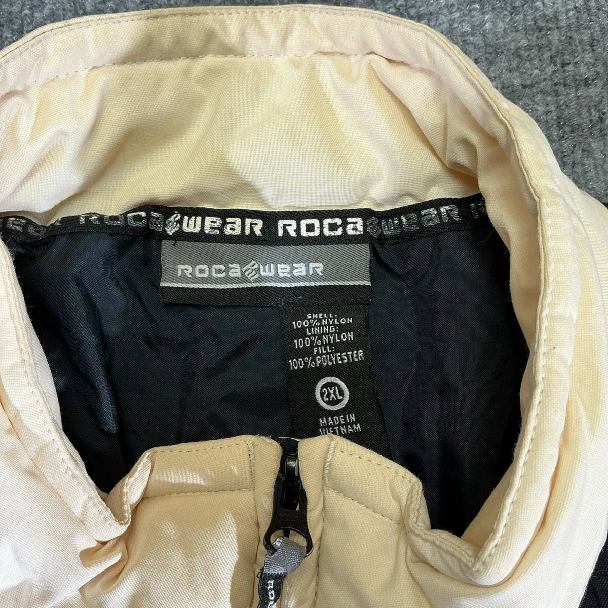Vintage Y2K RocaWear Bomber Jacket Embroidered Logo Streetwear Zip Up Blue XXL