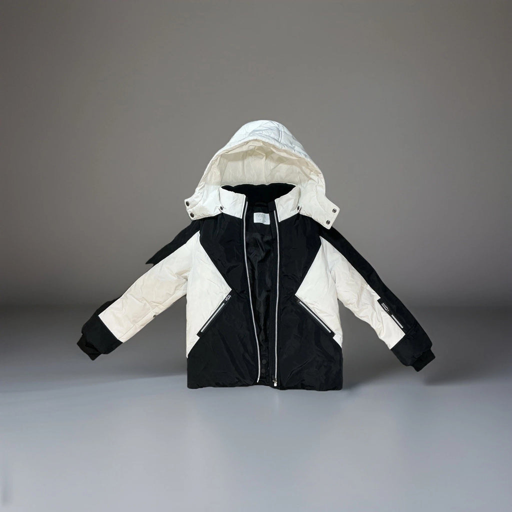 Zara hooded water-resistant jacket in black and white Size M