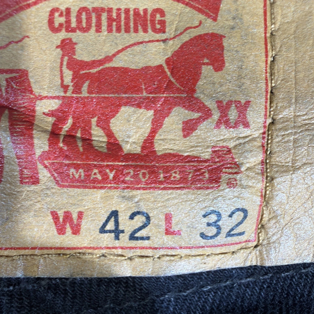 Levis 501 Made in USA Jeans 42x32 Men’s White Oak Cone Denim Black XXL Size