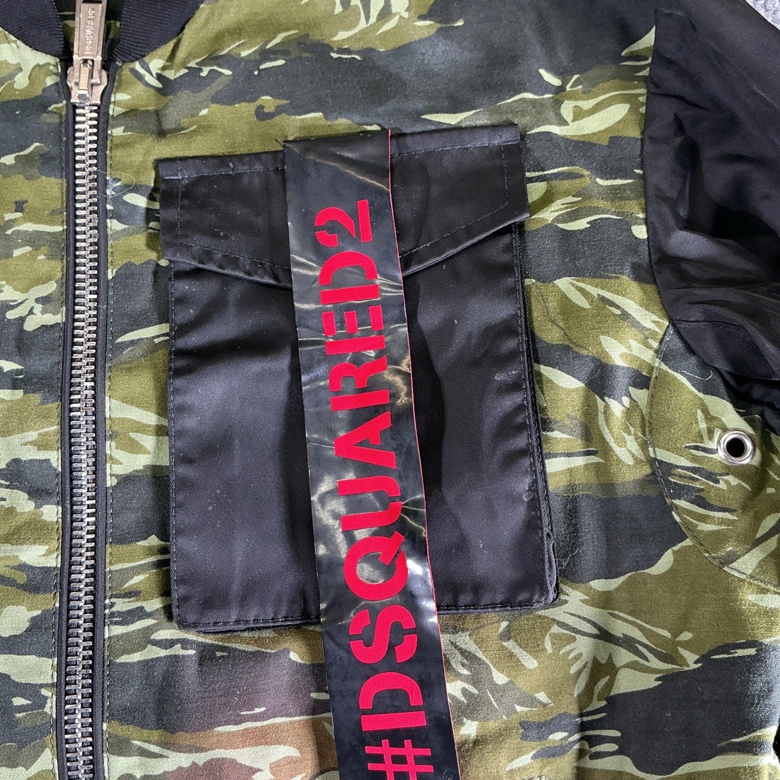 Dsquared2 BlackGreen Camouflage Print Cotton Nylon Bomber Jacket S Size Fashion