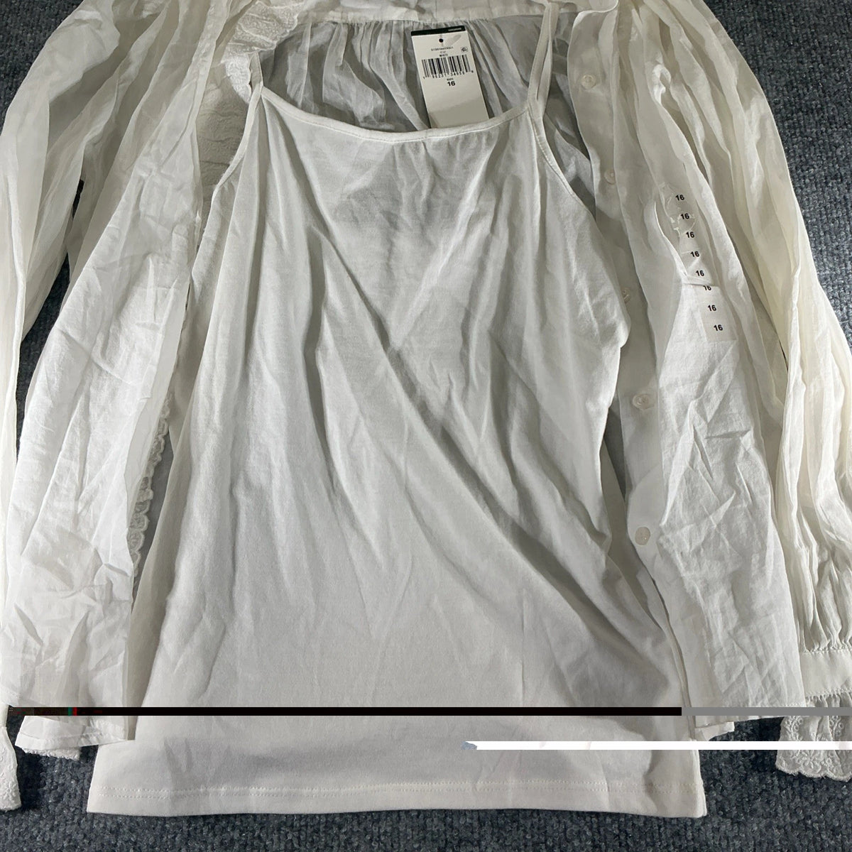 polo country ralph lauren shirt Girls 16 White Ruffled Cotton Voile Top Set Spec