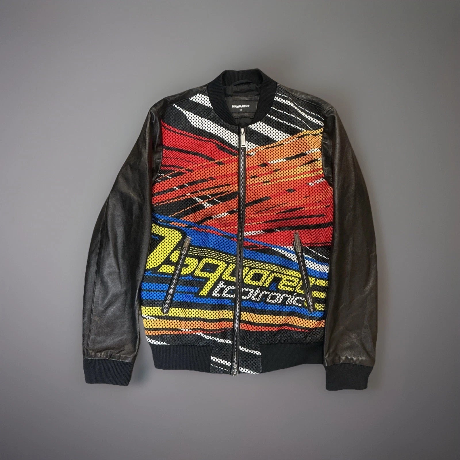 Dsquared2 Leather & Cotton Drum Jacket 46 Small Excellent Condition