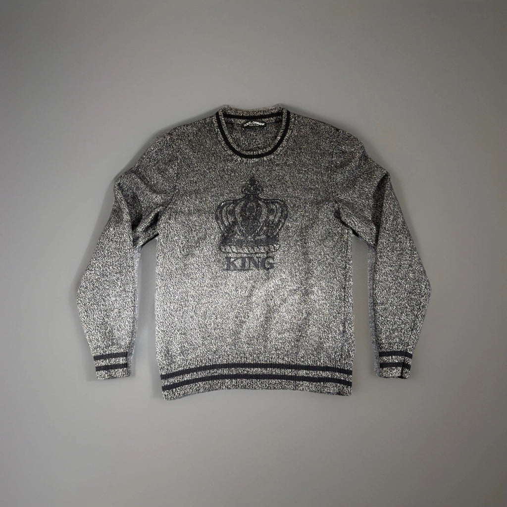 Dolce & Gabbana Boy's Crown King Cashmere Sweater Gray | Sz 50