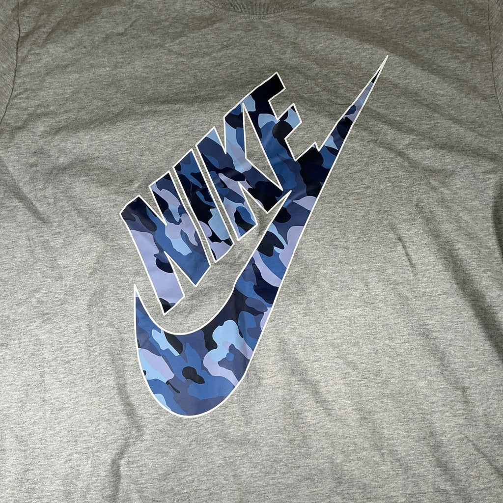 Nike Shirt Men's Gray Tee Camo Logo Graphic Tee Short Sleeve Sz XL BY