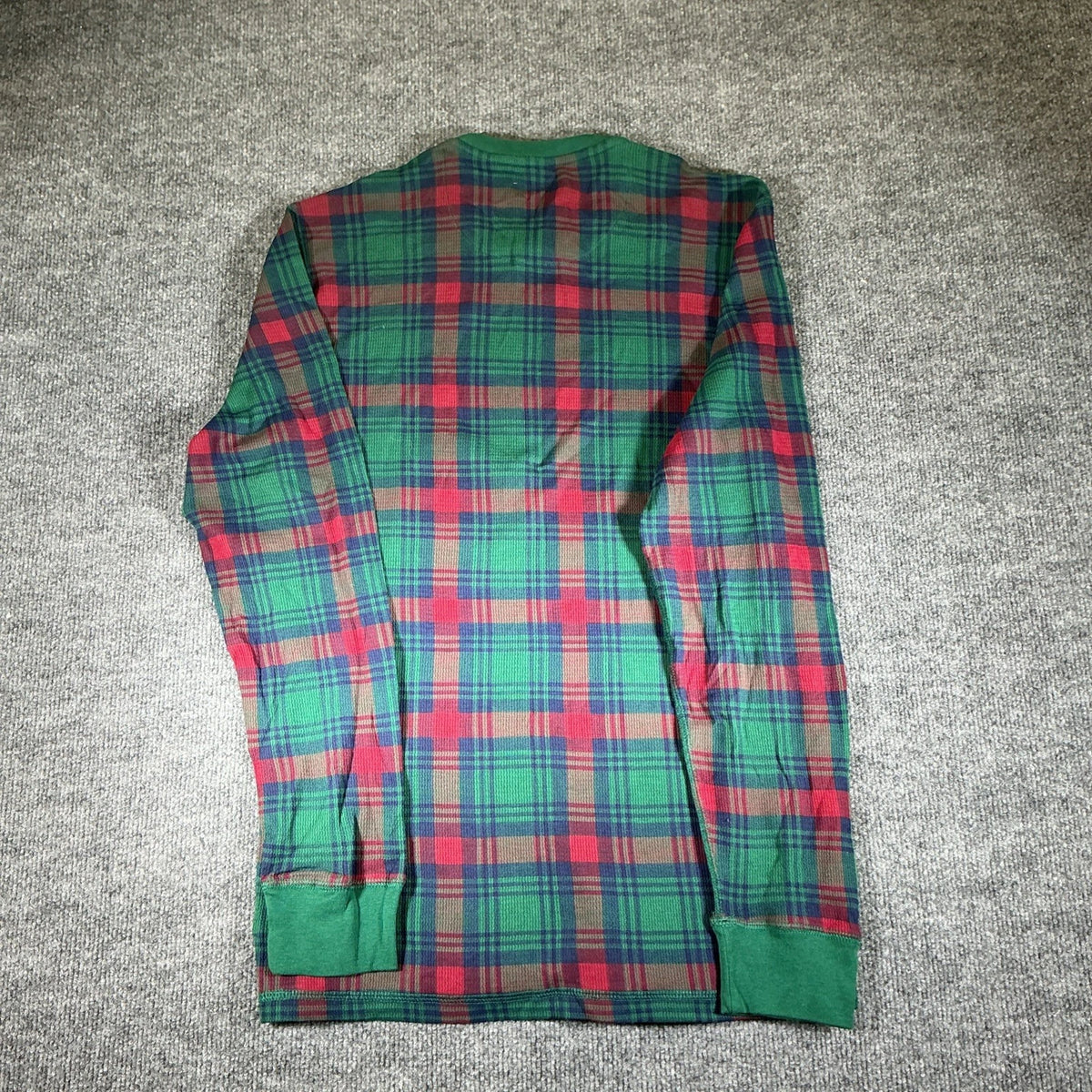 Polo Ralph Lauren Mens Med M Waffle Knit Sleepwear Shirt Thermal Red Green Plaid