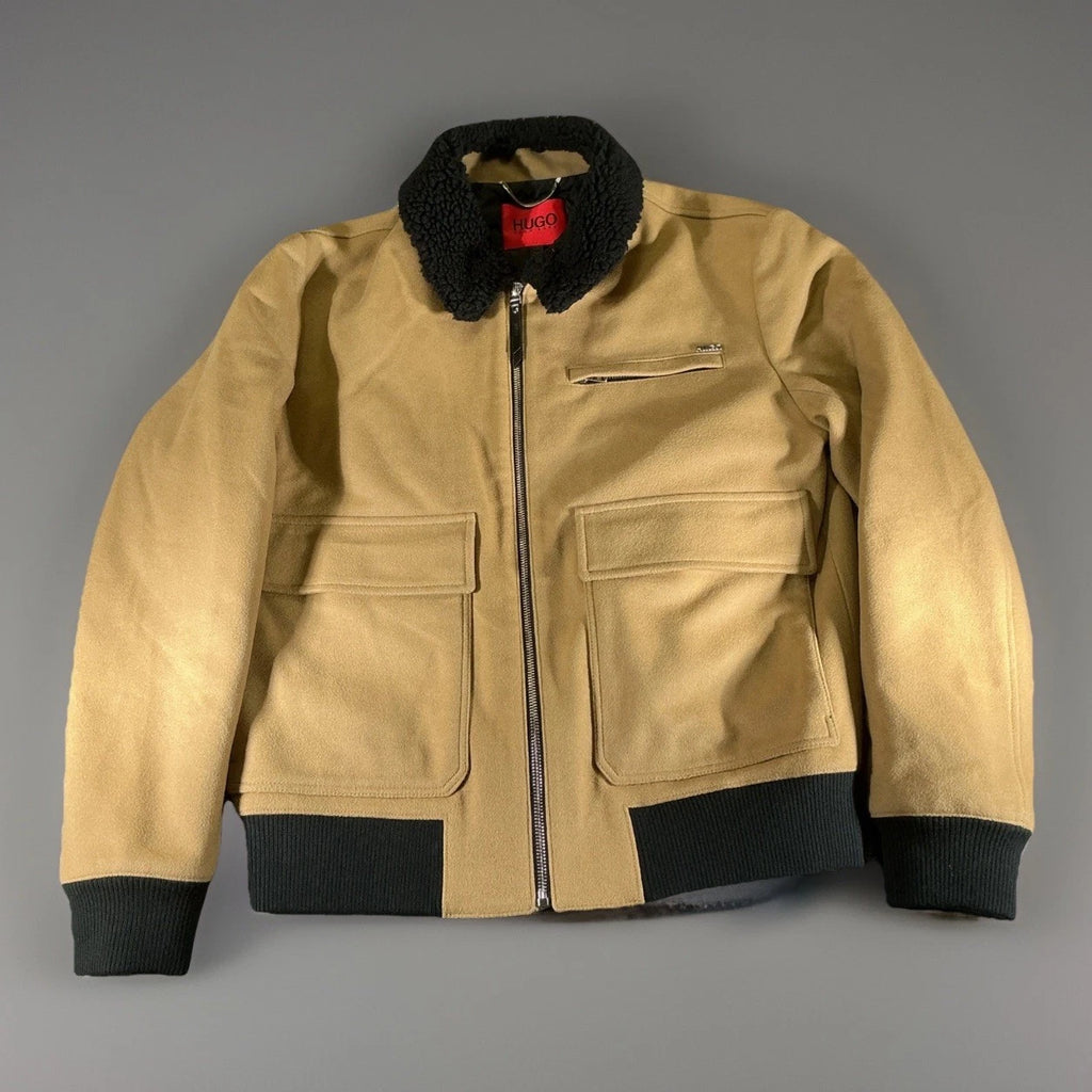 Hugo Boss Beige Sherpa Collar Jacket Size M