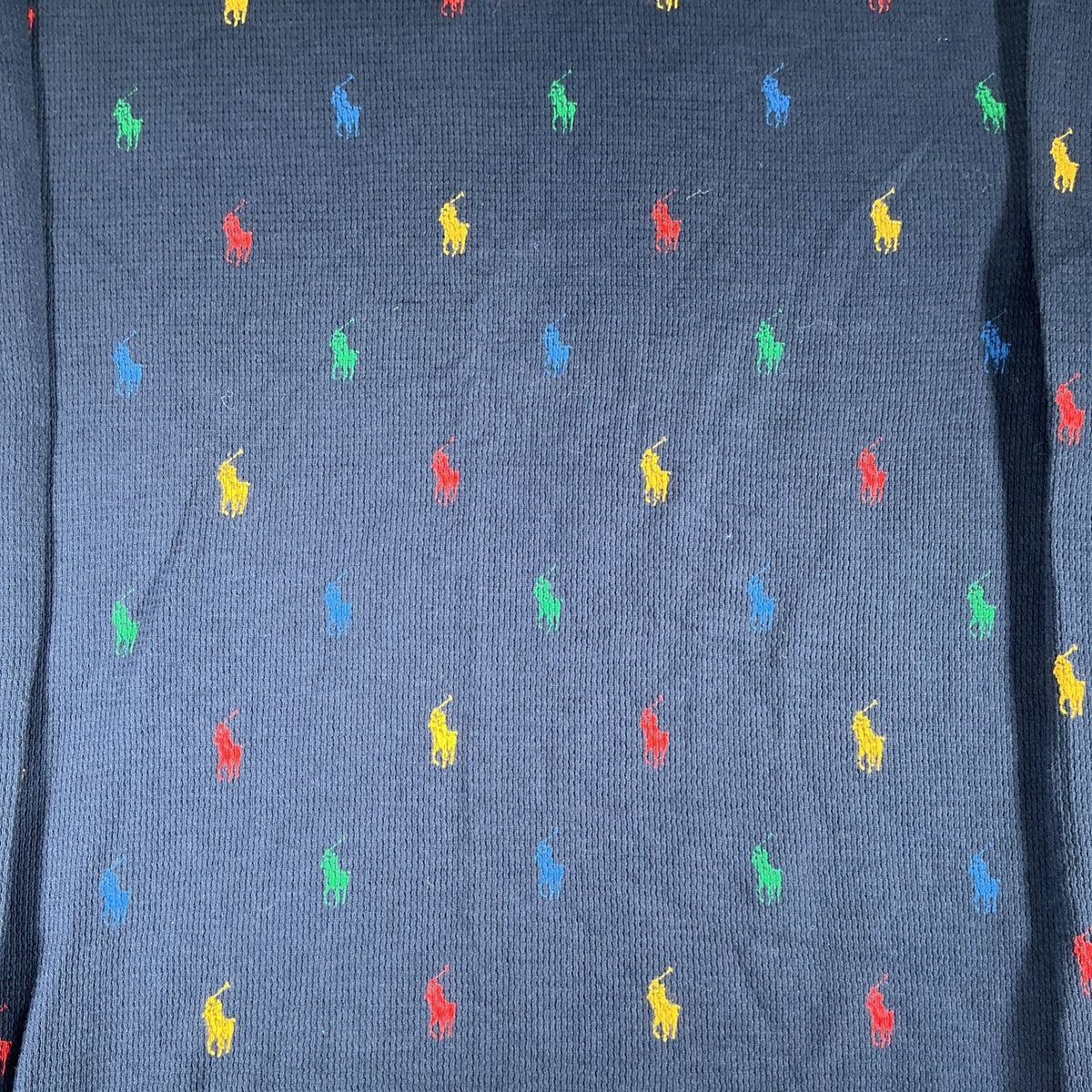 Mens Polo Ralph Lauren Allover Pony Thermal Waffle Knit Long Sleeve Shirt Sz Med