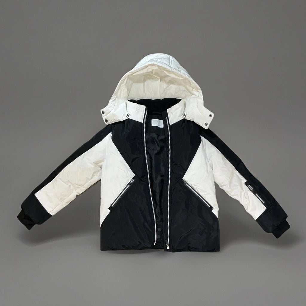 Zara hooded water-resistant jacket in black and white Size M