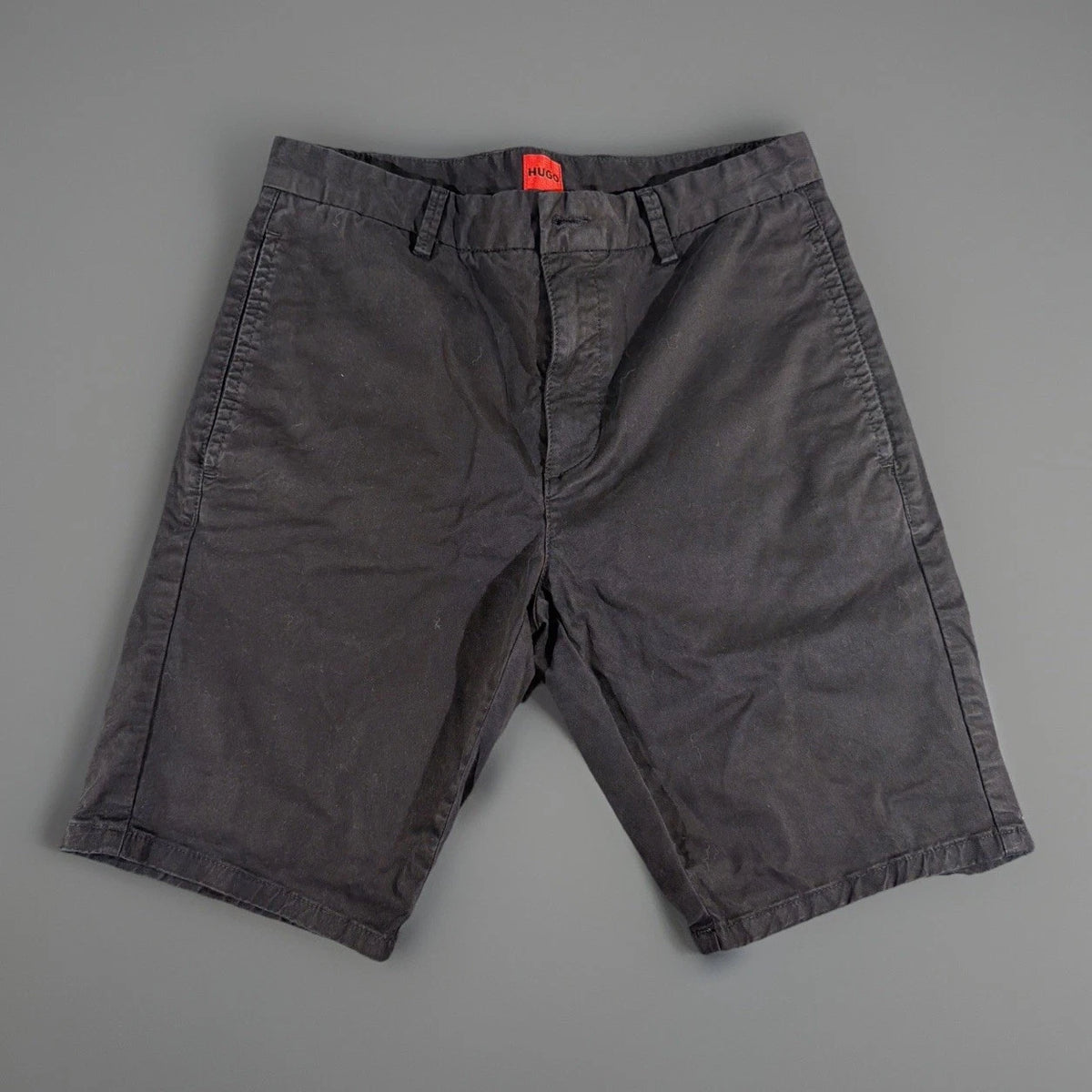 HUGO BOSS Slice Shorts Mens 28 Black Slim Fit Stretch Chino Preppy Flat Front
