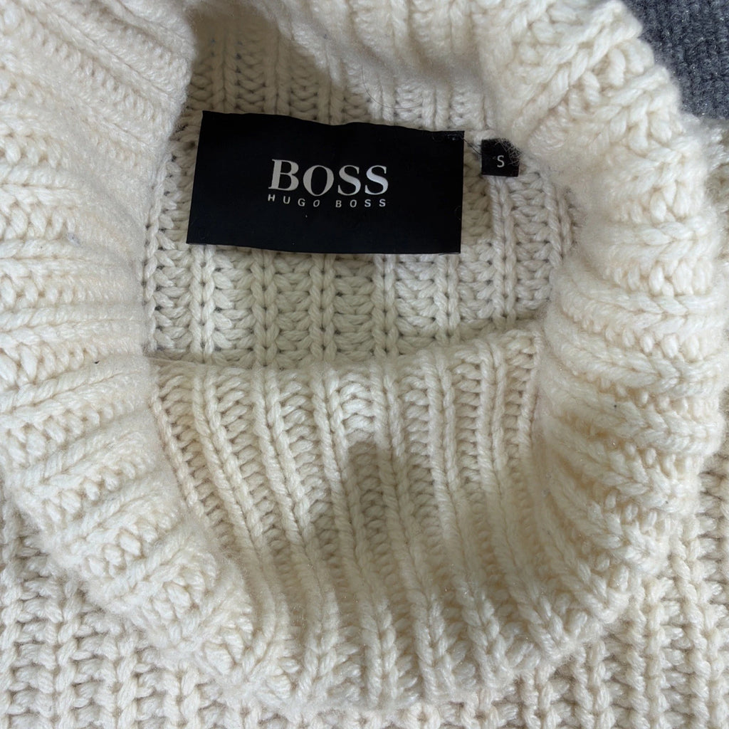 HUGO BOSS turtleneck sweater is a men's cashmere pullover in White Color