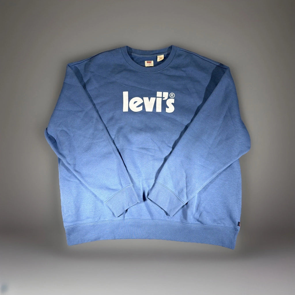 Levi's Sweatshirt Men's XL Long Sleeve Spell Out Logo Crew Neck Blue